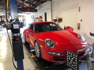 Red Car in workshop